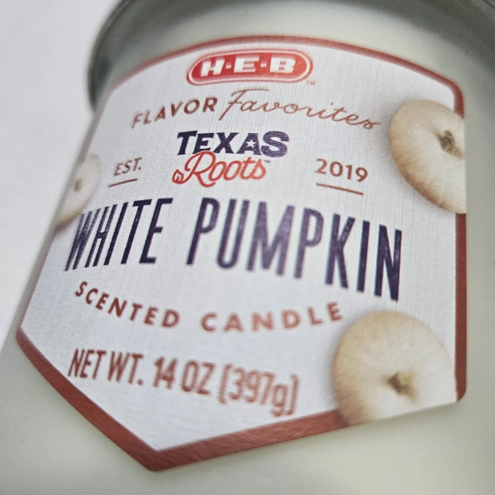 HEB Texas Roots WHITE PUMPKIN Candle 2 Wick Candle NEW